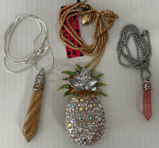 Jasper Hexagonal Pointed Necklace, Pineapple Necklace, & Point Gem Necklace
