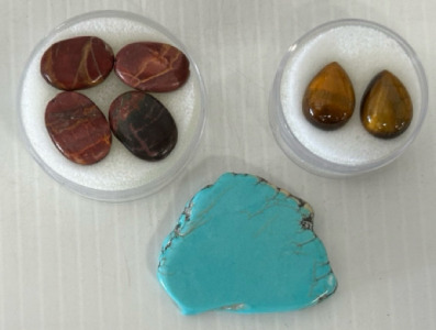 78.50ct. Natural Turquoise Gemstone, 37.00 ct. Colorado Jasper, & 18.10ct. Natural Tiger Eye