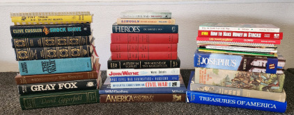 Collection Of War Themed Books And A Few Cook Books