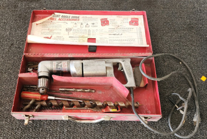 Right Angle Drive Drill With Accessories And Metal Case