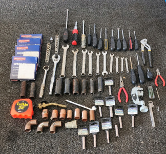 Assorted Tools Including Sockets, Wrenched, Screwdrivers And More