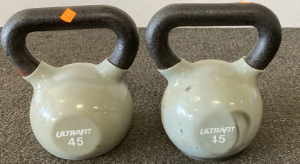 (2) 45 LBS Kettlebells. Please Inspect.