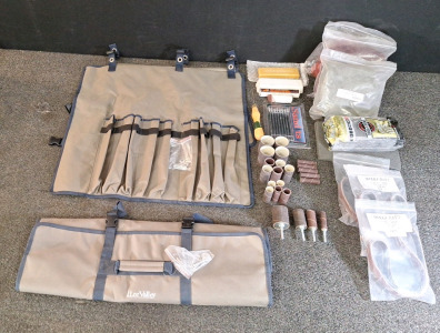 (2) PORTABLE/HANGING TOOL ROLLS, (4) SANDING DRUMS W/ABRASIVE TUBES & MORE
