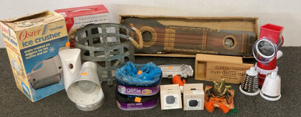 (1) Ukelin, (1) Oster ICE Crusher, (1) SuperSonic Digital Amplified Antenna, (1)Air Wick Air Freshner, (1) Metal Woven Basket, (1) Unwired Light, (2) Litter Genie Refills, (1) iPhone X/Xs Water Proof Diving Case, (2) AirPod 2021 Case, (1) Zumbro Valley Sh
