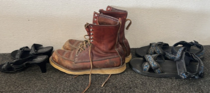 Red Wing Irish Setter Sport Boots (Size 13), Velcro Sandles (Size 13), Aerosoles Heels ( Size 6.5) Please Inspect.