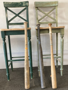 (2) Tall Chairs, (3) Baseball Bats. Please Inspect,