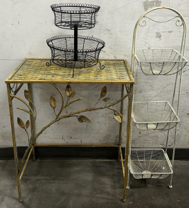 Floral Table, Tall White Rack, Little Black rack
