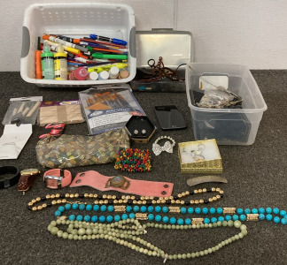 (3) Women&rsquo;s Watches, Variety Jewlery, (1) LG Phone (untested, Dead Battery,Variety Art Supplies, Please Inspect.