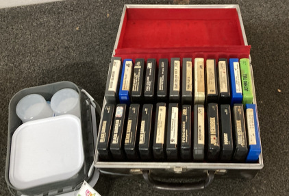(24) Variety 8-Track (With Case). (1) Yubo Lunch Box (Missing Lid).Please Inspect.