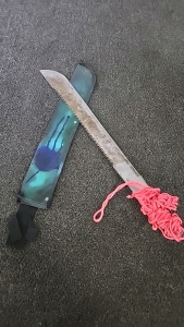 (1) Machete with Painted Fabric Sheath