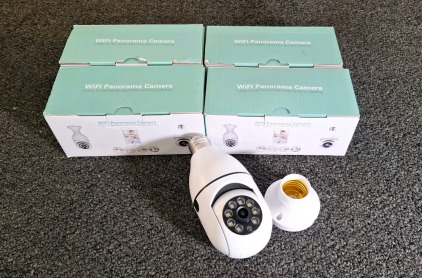 (4) LIGHT BULBS SECURITY , PANORAMIC CAMERAS