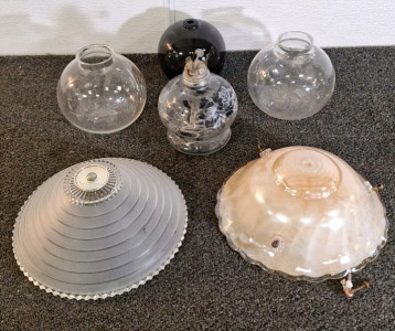 (2) VINTAGE GLASS CELLING LIGHT SHADES & MORE