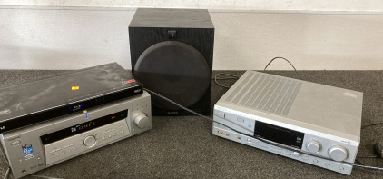 Sony Stereo Receiver (Tested Does Turn On), Lg Blu-ray Player (Tested Does Turn On), Sony Sub (Untested), Philips Stereo Receiver (Untested), Please Inspect.