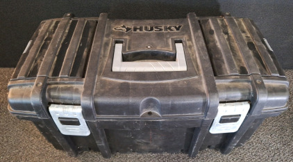 (1) HUSKY TOOLBOX W/TOP STORAGE BINS, 22"L X 11"W X 11"T