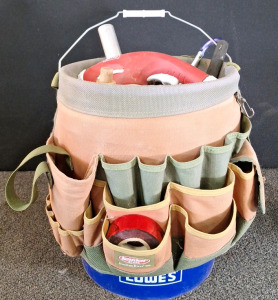 (1) BUCKET BOSS 56, 5-GALLON BUCKET TOOL ORGANIZER & ASSORTED HAND TOOLS