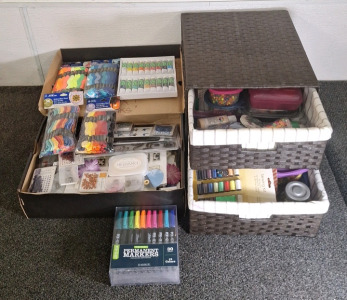 COLLECTION OF ASSORTED SCRAPBOOKING, BEADING & CRAFTING SUPPLIES