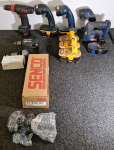 (1) SENCO, REPLACEMENT MOTOR, PART NUMBER VA0084 & ASSORTED NON WORKING CORDLESS TOOLS