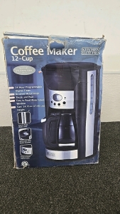 (1) 12-Cup Coffee Maker with 12-Hpur Programmable Digital Timer, Brushed Metal Finish, Pause and Pour, Easy To Read Water Level Window