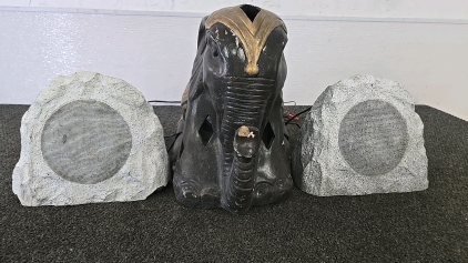 (1) Decorative Elephant (2) Rock Shaped Speakers