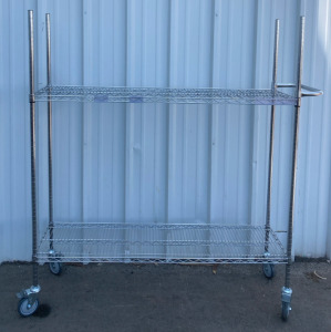 Two Tier Rolling Metal Wire Rack 66”x18”x69”