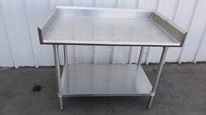 Medium Stainless Steel Table With Backsplash 48x30x40