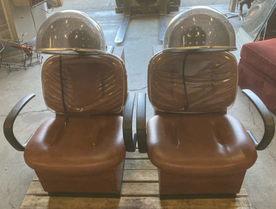 (2) Brown Leather Kaemark Kwik Set Professional Salon Dryers