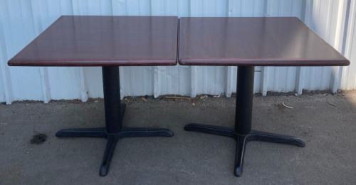 (2) Dark Stained Wood Restaurant Dining Table 35”x35”x30”