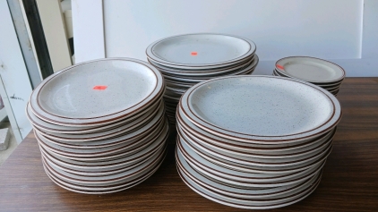 Set (32) Oblong Dinner Plates 12x10.5, (12) Dessert Plates 7"