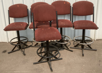 (5) Maroon Swivel 50” Tall Bar Stool