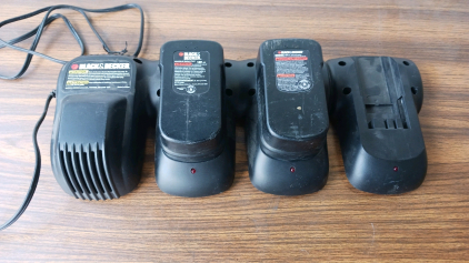 Black and Decker Charging Station and (2)18v Black and Decker Batteries