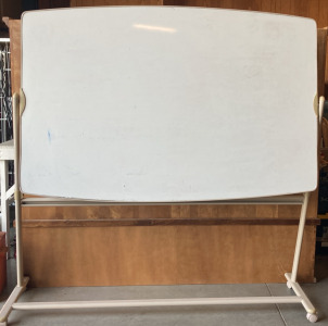 White Board On Stand W/Wheels & Flips Front To Back Side Of Board