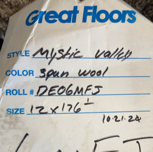 Great Floors- Roll Of New Carpet