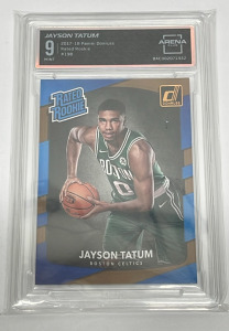 2017-18 Panini Dondruss Rated Rookie Jayson Tatum # 198 Collectible NBA Card Arena Graded ( 9 Mint )