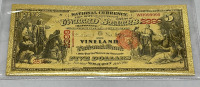 $5.00 99.9% Pure 24k Carat Gold Banknote W/ C.O.A. - 2