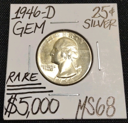 1946-D MS68 Rare Gem Silver Washington Quarter