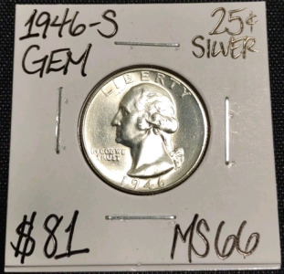 1946-S MS66 Gem Silver Washington