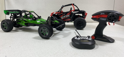 (1) Green ATV Double Person Remote Control Car With Remote (1) Red and black Off road Jeep Polaris RZR Remote Control Car With Remote