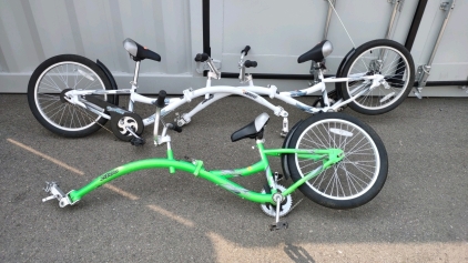 (2) Sync Zink WeeRide (White) Bike Frame w/ (1) Sync Zink WeeRide (Neon Green) Bike Frame