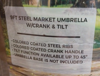 (1) 9FT Steel Market Umbrella w/ Crank & Tilt (1) Umbrella Base Weight (1) Roadside Emergency Triangle Kit (3) 14×14 Vent Cover - White (1) Americap Type B Gas Vent- 4" (3) 1 Gallon Gas Cans (1) Hardhat (1) Catch Pan 24 ID × 26 OD - 11