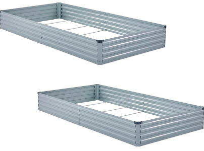 NEW! (1) 8&rsquo;x4&rsquo;x1&rsquo; Raised Garden Bed 2PCS Outdoor Metal Plant Box Kit for Gardening (Gray)