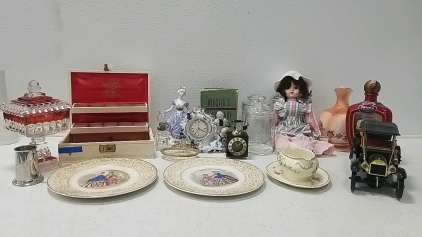 Various Antiques and Vintage items, Glass, and Dishes