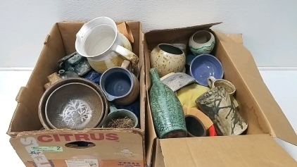 (2) Boxes of Assorted Pottery