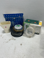 (1) Roll vinyl covered wire rope 1/8in. (3) Faucets (2) Rolls of Trimmer line and more