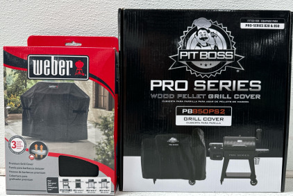 NEW! (1) PitBoss Pro Series 820/850 Wood Pellet Grill Cover (1) Weber 300 Series Grill Cover 42”x27”x51”