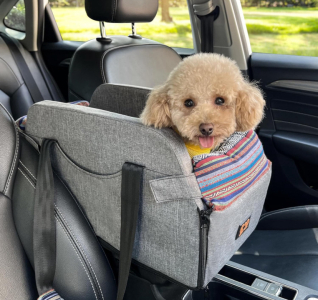 (1) Center Console Dog Car Seat, Small Dog Booster Seat, Pet Armrest Car Carrier, Suitable for Most Car Deluxe Interactive Pet Seat