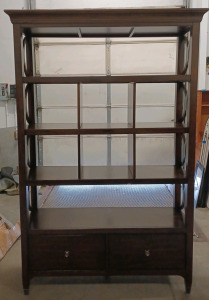 (1) Entertainment Center w/ 2 Console Drawers - Nice Dark Finish! - 4'6" W x 6'10" H x 1'6"L