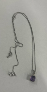 Silver Purple Pendant Necklace
