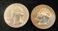 (2) 1964 90% Silver Quarters- Verified Authentic