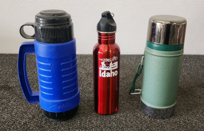 Stanley Steel Thermos, Aladdin Plastic Thermos, Idaho Water Bottle