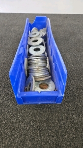 (1) Medium Size Bin Full of Washers of Various Sizes